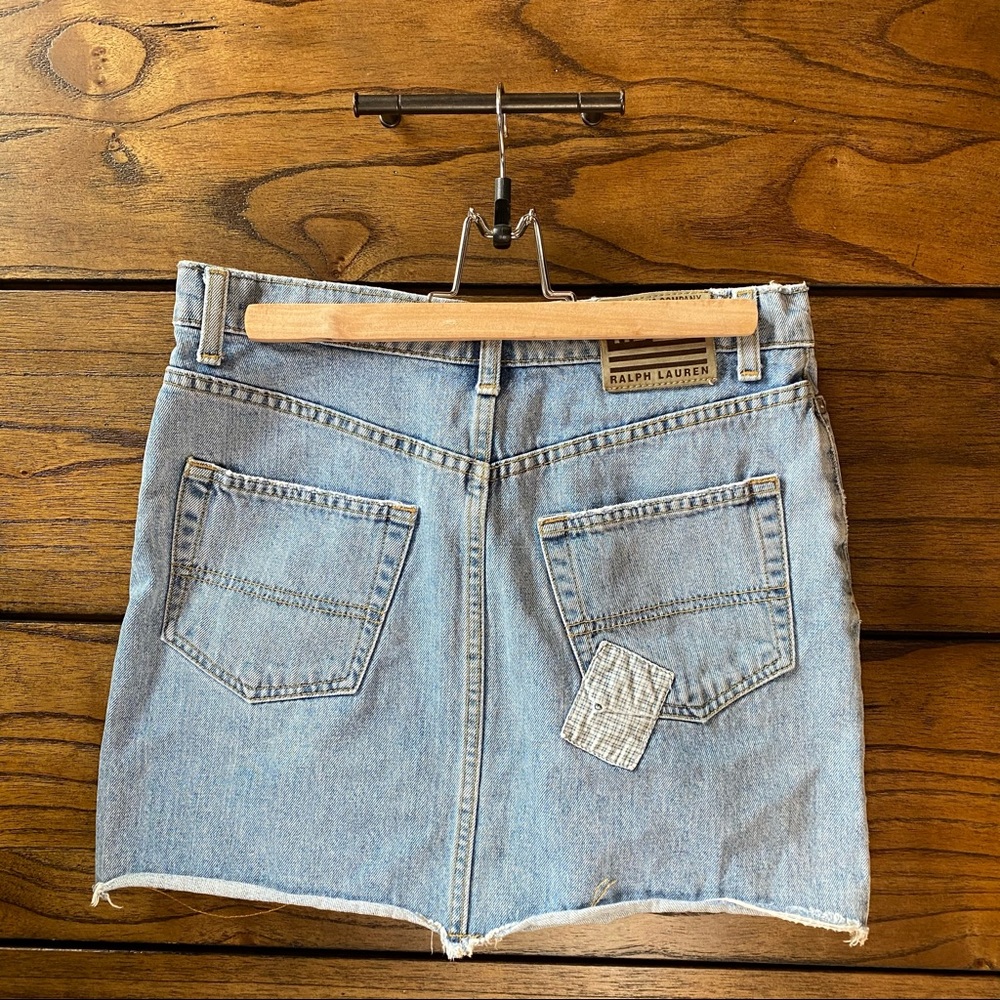 Vintage Ralph Lauren Patch/Distressed Denim Skirt